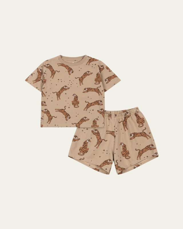 Kid's Lin Tiger Short Set, Size 9M-6